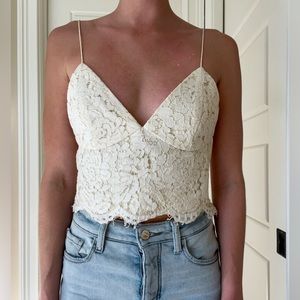 Cropped Off White Jenny Yoo Lace Top